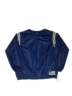 Vintage 90s Adidas Team Pullover Windbreaker Navy Blue Large
